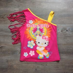 Y2K Fringe Asymmetrical Hello Kitty Popkei Cami